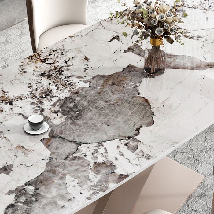 Metal Traditional Luxury Rectangle Table Sintered Stone Top Table with Pedestal Base Clearhalo ' dining_table' 'Dining Tables & Seating' 'Dining Tables' 'furn' 'furn_dining_table' 'Furniture' 'furniture_dining_table' 'Kitchen & Dining Furniture' 'kitchen&dining_furn' 'kitchen' 'kitchen_dining_table' 1200x1200_2b99c6f7-4421-490c-8d25-28f3e317122c