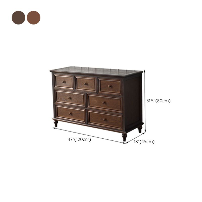 Commode de rangement en bois massif, commode traditionnelle avec tiroirs