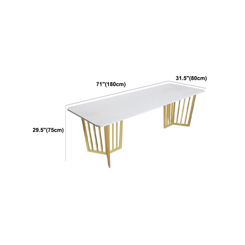 White Glam Office Desk Marble Home Writing Desk met metalen benen