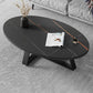 Metal Frame Elliptical Slate Top Coffee Cocktail Table - 17.7" H