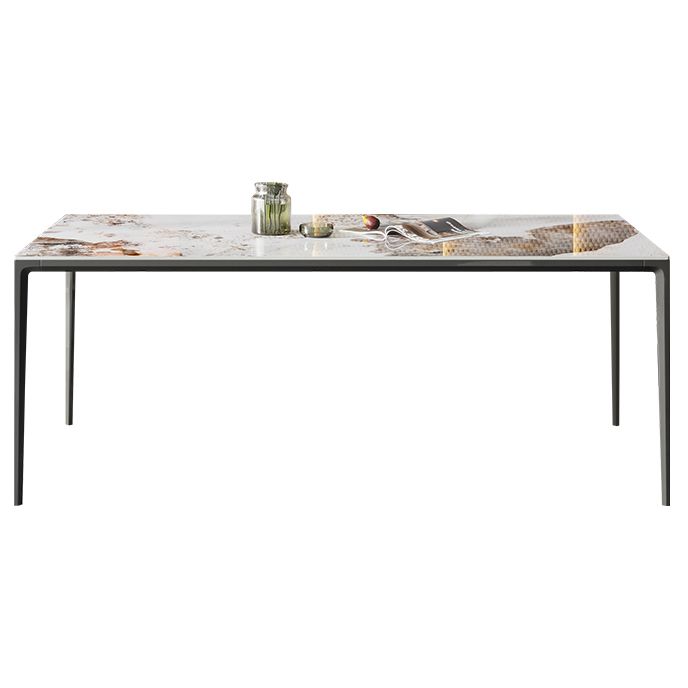 Industrial Style Sintered Stone Table 4 Legs Black Base Rectangle Table for Home Clearhalo ' dining_table' 'Dining Tables & Seating' 'Dining Tables' 'furn' 'furn_dining_table' 'Furniture' 'furniture_dining_table' 'Kitchen & Dining Furniture' 'kitchen&dining_furn' 'kitchen' 'kitchen_dining_table' 1200x1200_2ba2b800-efd6-4fc7-b637-e807ce7d82a5