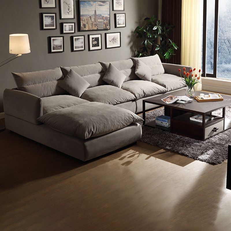 Canapé en forme de velours contemporain à gris carré