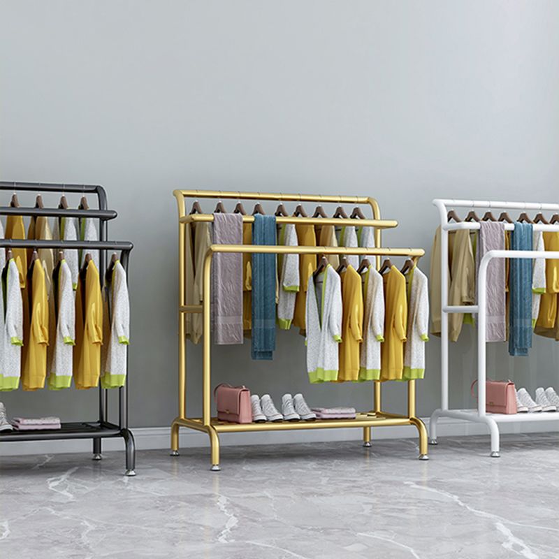 Glam Entry Hall Tree Metal 3 Hanging Rails and Lower Shelf Hall Stand Clearhalo 'Entry & Mudroom Furniture' 'furn' 'furn_hall_tree_coat_racks' 'Furniture' 'Hall Trees & Coat Racks' 'hall_tree_coat_racks' 1200x1200_2ba3ee3f-6290-48c2-98eb-0ebf12031272