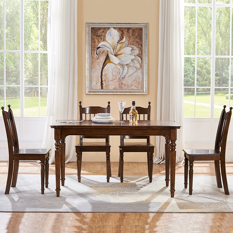 Medieval Modern Rectangle Dining Table Rubber Wood Table in Brown with 4 Legs Clearhalo ' dining_table' 'Dining Tables & Seating' 'Dining Tables' 'furn' 'furn_dining_table' 'Furniture' 'furniture_dining_table' 'Kitchen & Dining Furniture' 'kitchen&dining_furn' 'kitchen' 'kitchen_dining_table' 1200x1200_2bab82c6-8e7c-41a6-a57e-5b7bbdef53f1
