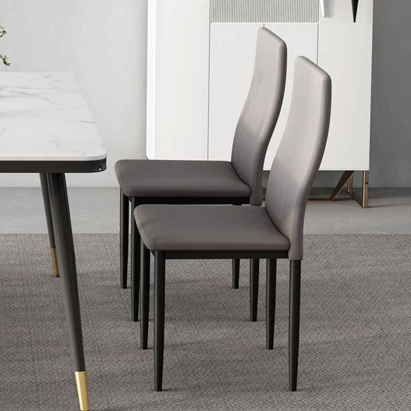 Scandinavian Home Side Chair Solid Back Upholstered Metal Dining Room Chair Clearhalo ' kitchen&dining_furn' 'Dining Chairs' 'Dining Tables & Seating' 'dining_chair' 'Furniture' 'furniture_dining_chair' 'Kitchen & Dining Furniture' 'kitchen' 1200x1200_2babbb75-81fa-4f0b-826a-1669c4099e26