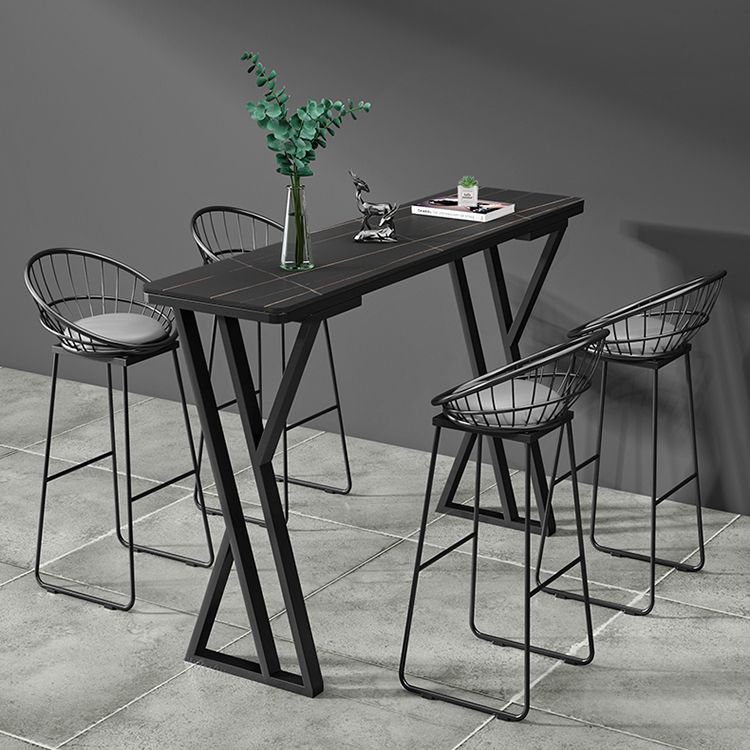 Tavolo da bar rettangolare in pietra sinterizzato tavolo da barra industriale con doppio piedistallo