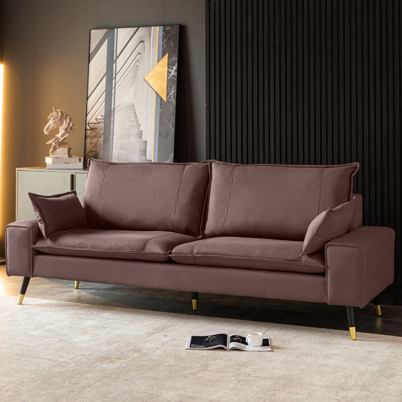 Imitated Leather Upholstered Sofa with Pillow Back Latex/sponge Padding Clearhalo 'Furniture' 'furniture_sofas' 'kitchen' 'kitchen_sofas' 'Living Room Furniture' 'Sofa' 'sofas' 1200x1200_2bad786c-0a80-45ae-b4ff-4a34c2cb9f8c