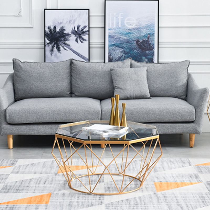 Modern Frame Coffee Table Round Glass Top Coffee Cocktail Table Clearhalo 'Coffee & Accent Tables' 'Coffee Tables' 'coffee_tables' 'furn' 'furn_coffee_tables' 'Furniture' 'Living Room Furniture' 1200x1200_2bad8455-a5eb-47ee-a883-6633e29bc904