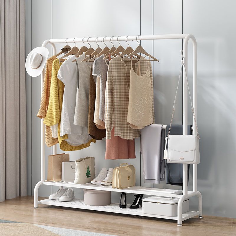 Hall Tree Metal moderne 2 crochets sans cintre de manteau en détresse avec étagères de rangement