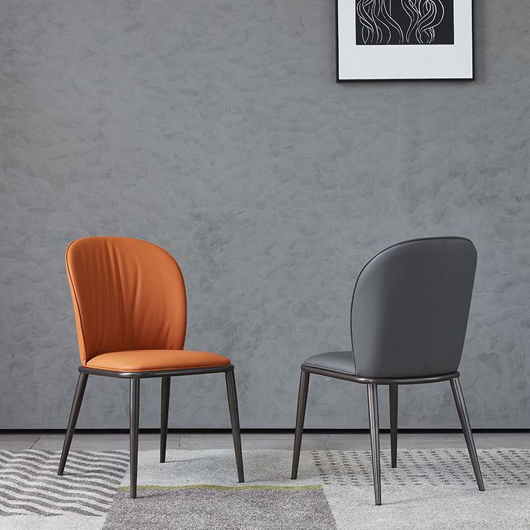 Contemporary Design Faux Leather Dining Chairs Solid Back Armless Dining Chair Clearhalo 'Dining Chairs' 'Dining Tables & Seating' 'dining_chair' 'furn' 'furn_dining_chair' 'Furniture' 'furniture_dining_chair' 'Kitchen & Dining Furniture' 1200x1200_2bae81de-2598-4880-9e4f-e72a104a86e1