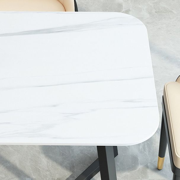 Contemporary Sintered Stone Standard Dining Set Black & White Rectangle Shape Dining Set for Kitchen Clearhalo 'Dining Room Sets' 'Dining Tables & Seating' 'dining_room_set' 'furn' 'furn_dining_room_set' 'Furniture' 'furniture_dining_room_set' 'Kitchen & Dining Furniture' 'kitchen&dining_furn' 'kitchen' 1200x1200_2baef3a7-9fce-4906-9c3a-8914ed1f6466