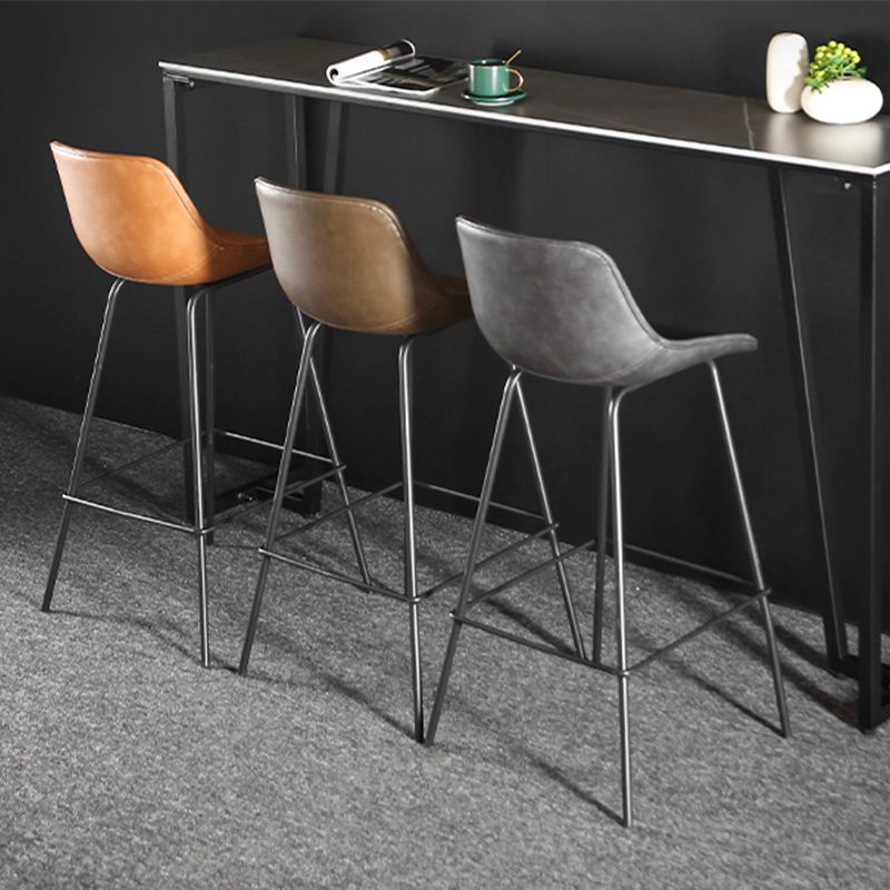 Faux Leather Dining Stools Bucket Armless Bar Stools with Metal Legs Clearhalo 'Bar Furniture' 'Bar Stools' 'bar_stools' 'furn' 'furn_bar_stools' 'Furniture' 'Kitchen & Dining Furniture' 1200x1200_2baf81e8-f57c-4204-873c-ccbdbcf37524