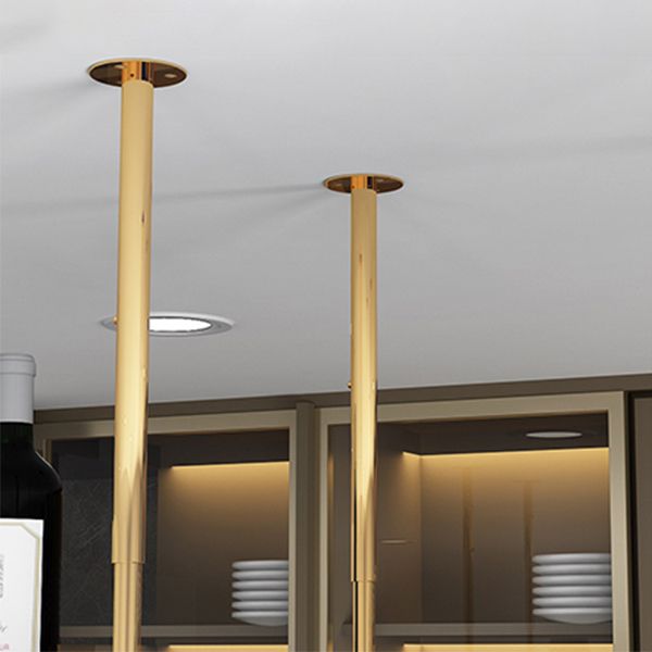 Porte-vin de cuisine en métal doré avec porte-verre en verre et étagère de rangement