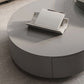 Contemporary Round Wood Coffee Table Drum Base Cocktail Table