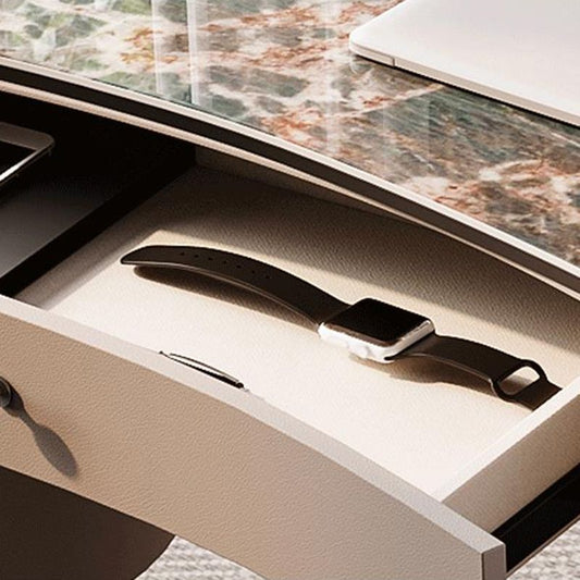 Bureau de bureau de 31,5 pouces de haut bureau en pierre moderne avec 3 tiroirs