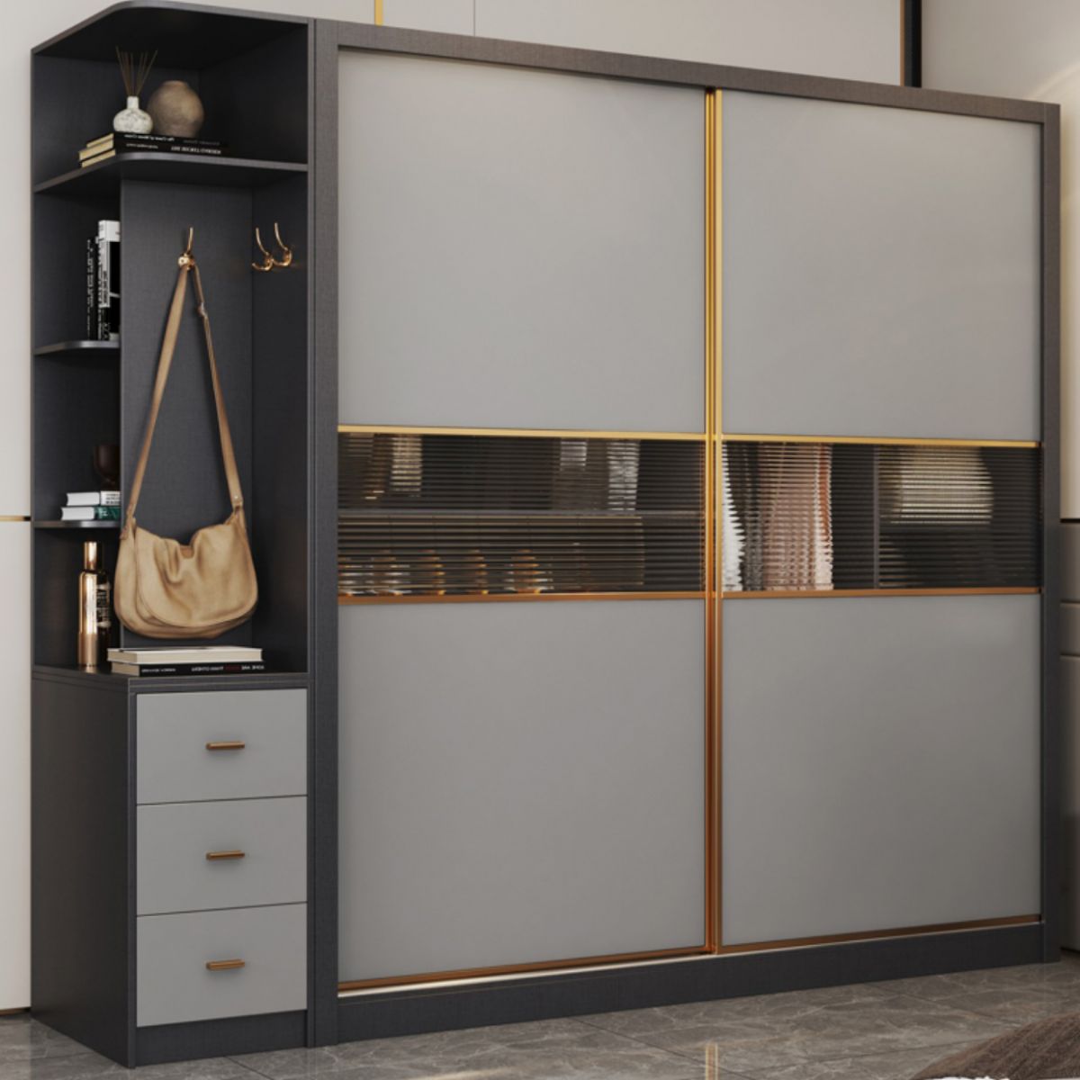 Guardaroba moderno per il guardaroba in legno morbido e guardaroba delle porte