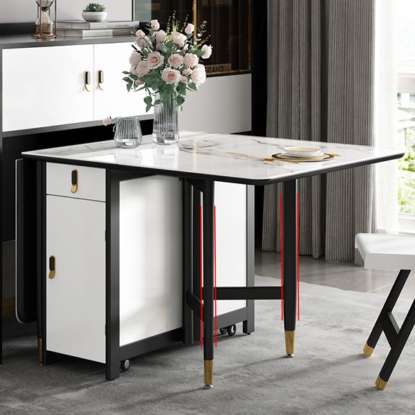 Modern Style White Dining Table Rectangle Drop-Leaf Dining Table for Home Use Clearhalo ' dining_table' 'Dining Tables & Seating' 'Dining Tables' 'furn' 'furn_dining_table' 'Furniture' 'furniture_dining_table' 'Kitchen & Dining Furniture' 'kitchen&dining_furn' 'kitchen' 'kitchen_dining_table' 1200x1200_2bb28a07-9cde-49be-961b-997f6a83e44b