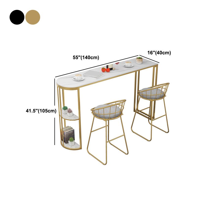 Moderne stijl balktafel stenen top pubtafel met opbergrek