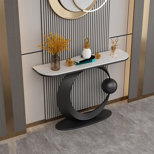 Contemporary Console Accent Table Half Moon Console Sofa Table Clearhalo 'Console Tables' 'console_tables' 'Entry & Mudroom Furniture' 'furn' 'furn_console_tables' 'Furniture' 1200x1200_2bb71a76-fa90-4b09-82b7-c813d949884d