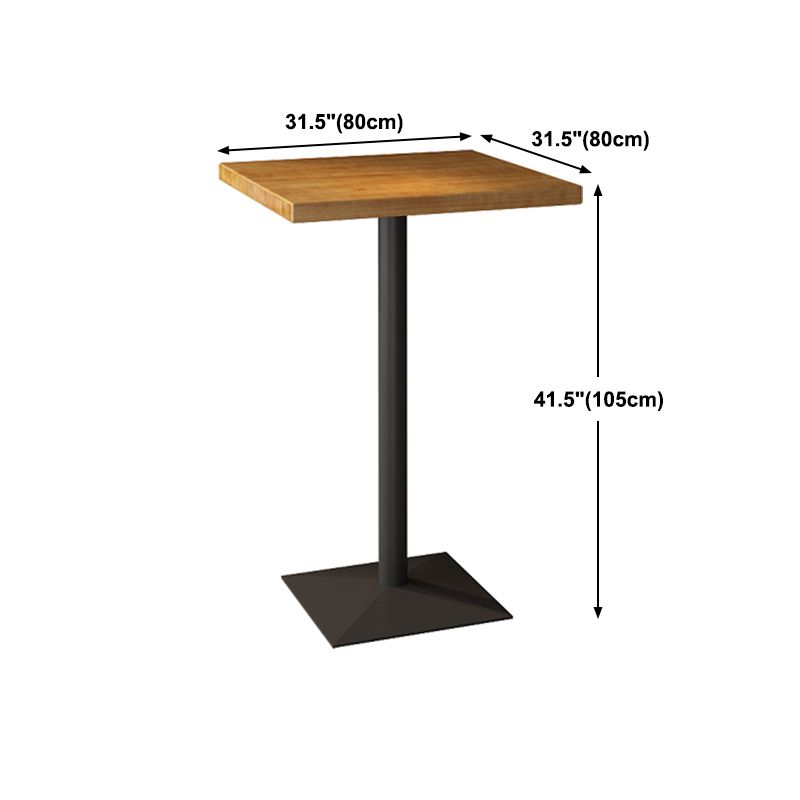 Industrial Square Hemlock Bar Dining Table Iron Indoor Bistro Table with Single Pedestal Clearhalo 'Bar Furniture' 'Bar Tables' 'bar_tables' 'Furniture' 'furniture_bar_tables' 'Kitchen & Dining Furniture' 'kitchen&dining_furn' 'kitchen' 1200x1200_2bb74912-03f6-4176-9e38-ffb9c701226d
