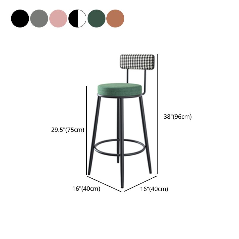 Modern Armless Backrest Counter Stool Iron Kitchen Bar Stool with Velvet Cushion and Pedal Clearhalo 'Bar Furniture' 'Bar Stools' 'bar_stools' 'furn' 'furn_bar_stools' 'Furniture' 'furniture_bar_stools' 'Kitchen & Dining Furniture' 1200x1200_2bb76138-89bd-4a8b-bc5b-76c3b227b13c