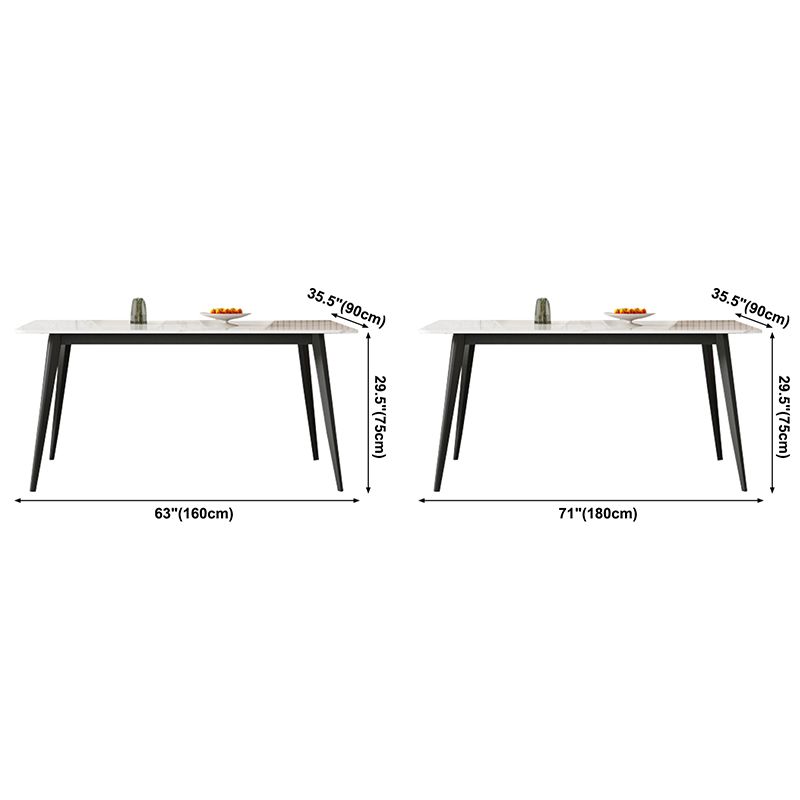 Contemporary Style Sintered Stone Dining Table Rectangular 4 Legs Table in White Clearhalo ' dining_table' 'Dining Tables & Seating' 'Dining Tables' 'furn' 'furn_dining_table' 'Furniture' 'furniture_dining_table' 'Kitchen & Dining Furniture' 'kitchen&dining_furn' 'kitchen' 'kitchen_dining_table' 1200x1200_2bb7d6bb-6d20-4bd3-9ff8-883852c8c84c