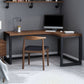 29,25 inch Hoogte Industrial Office Desk Solid Wood L-Shape Writing Desk