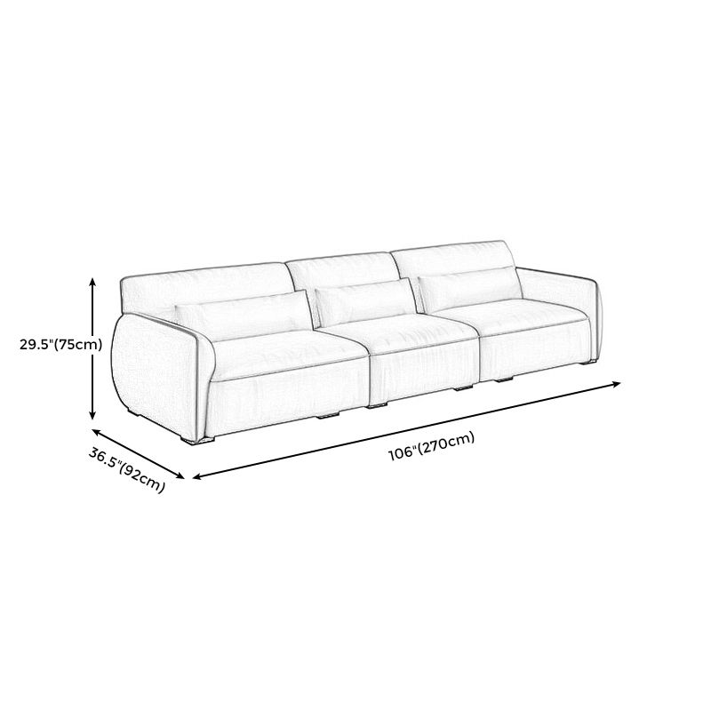 Scandinavian Tan Faux Leather Straight Arm Sofa/Sectionals with Stain-Resistant Clearhalo 'furn' 'furn_sectionals' 'Furniture' 'furniture_sectionals' 'Living Room Furniture' 'Sectionals' 1200x1200_2bbab01d-0d03-459f-b4f6-994a10475475