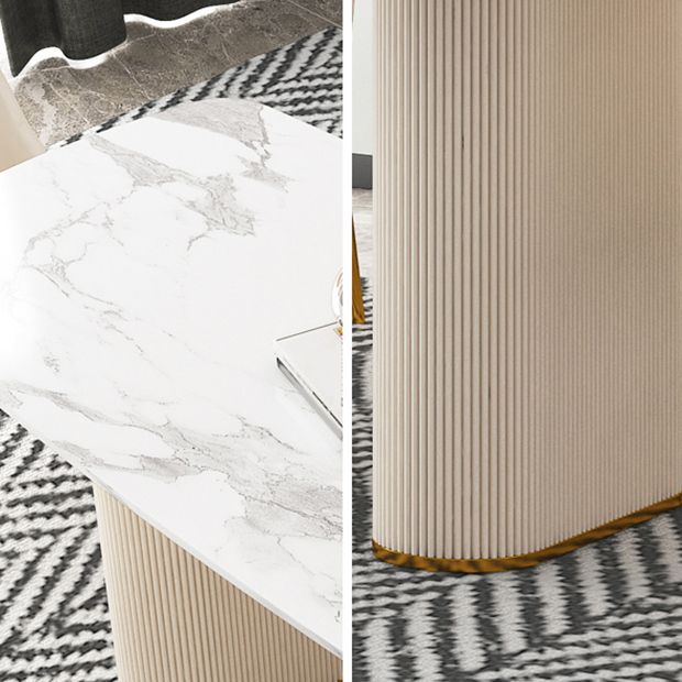Sintered Stone Top Modern White Table for Restaurant Oval Dining Table Double Pedestal Clearhalo 'Dining Tables & Seating' 'Dining Tables' 'dining_table' 'furn' 'furn_dining_table' 'Furniture' 'furniture_dining_table' 'Kitchen & Dining Furniture' 'kitchen' 'kitchen_dining_table' 1200x1200_2bbacad4-8547-4b2b-9428-2b4cfeec4baf