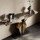 Rectangle Contemporary Console Table Gold/Black Stone Console Sofa Table