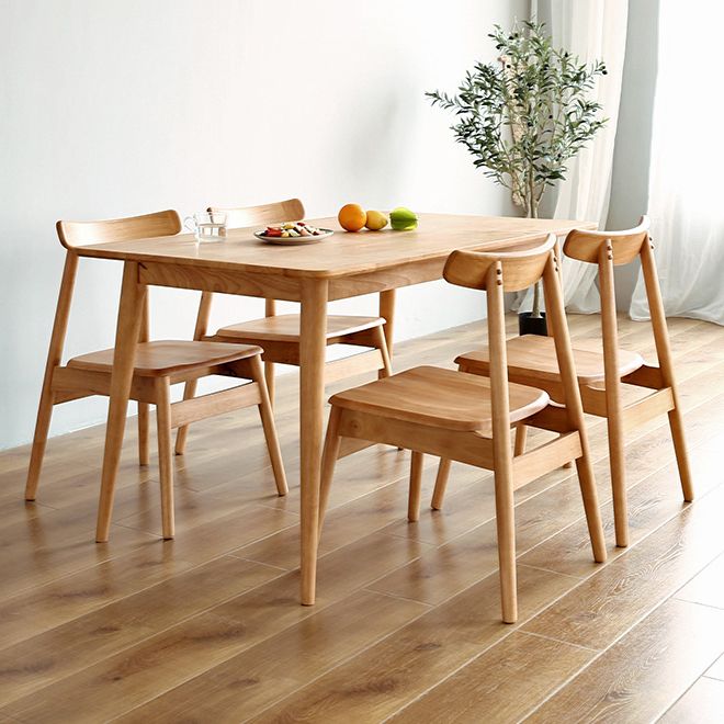 Minimalist Standard Khaki Dining Set Rectangle Shape Solid Wood Dining Set with 4 Legs Base Clearhalo 'Dining Room Sets' 'Dining Tables & Seating' 'dining_room_set' 'furn' 'furn_dining_room_set' 'Furniture' 'furniture_dining_room_set' 'Kitchen & Dining Furniture' 'kitchen&dining_furn' 'kitchen' 1200x1200_2bbc0fb1-29e1-41d9-82c9-f0556413423d