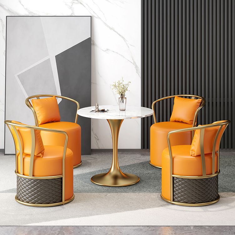 Juego de comedor glamoroso con sillas de cuero 1/4/5 piezas de mesa blanca brillante juego de mesa de comedor de piedra blanca