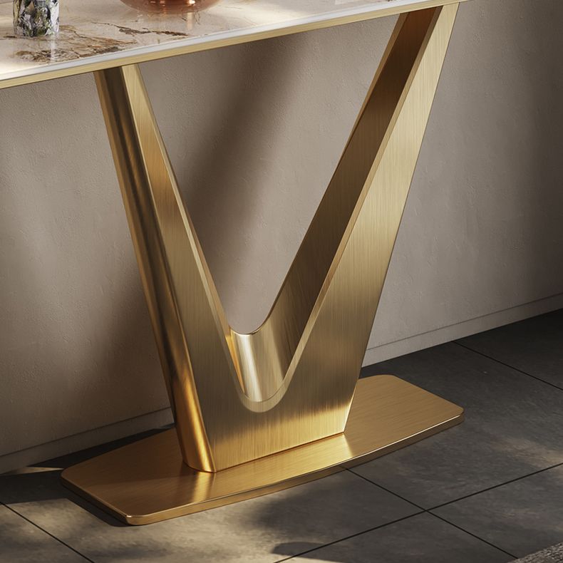 14 inch Wide Glam Console Table Stone Rectangle Accent Table for Hall