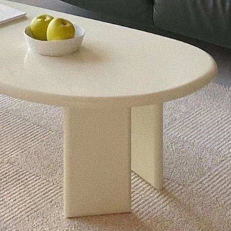 Contemporary Beige Coffee Table with 3 Legs in Wood Coffee Cocktail Table