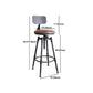 Industrial Metal Barstool Low Back Faux Leather Cushion Footrest Stool with 4 Legs