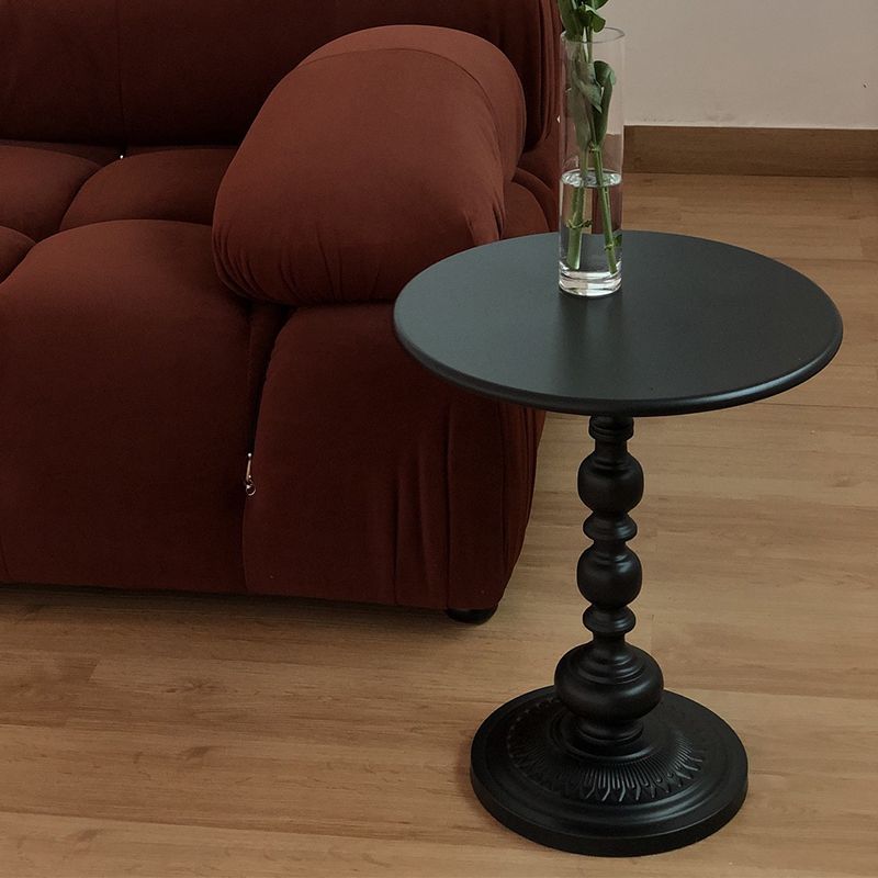Round Metal Pedestal End Table Black/White Accent Side Table