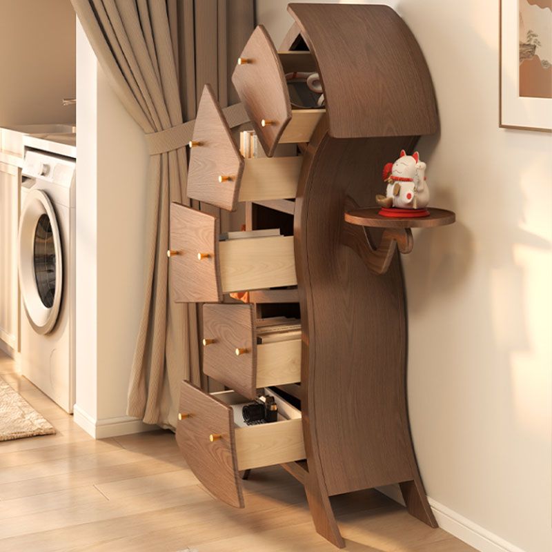 Commode en bois de poitrine de lingerie verticale moderne avec 5 tiroirs pour le salon