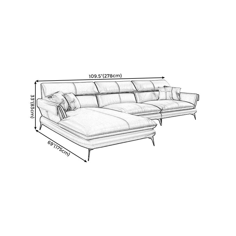 Leather Sofa in Gray Pillow Top Arm Cushions Modern Sofa for Living Room Clearhalo 'furn' 'furn_sectionals' 'Furniture' 'furniture_sectionals' 'kitchen' 'kitchen_sectionals' 'Living Room Furniture' 'Sectionals' 1200x1200_2bc26fab-87c4-4383-9829-e2c02720d34b