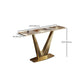 14 inch Wide Glam Console Table Stone Rectangle Accent Table for Hall