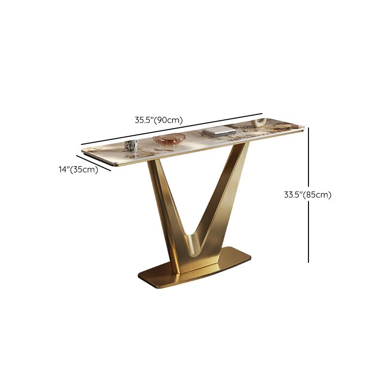 14 inch Wide Glam Console Table Stone Rectangle Accent Table for Hall