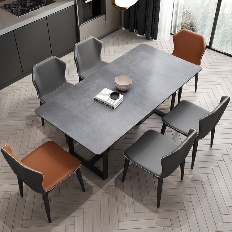 Simplicity Style Table Sintered Stone Rectangle Double Pedestal Base Dining Table for Home Clearhalo ' dining_table' 'Dining Tables & Seating' 'Dining Tables' 'furn' 'furn_dining_table' 'Furniture' 'furniture_dining_table' 'Kitchen & Dining Furniture' 'kitchen&dining_furn' 'kitchen' 'kitchen_dining_table' 1200x1200_2bc543f8-b610-4546-91b2-668489e6233e