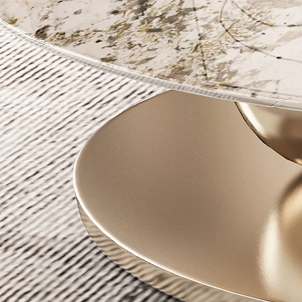 Mesa de centro elíptica de pizarra Glam de 27,6" D Mesa de cóctel abstracta con estante de piso