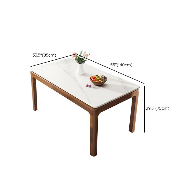Rectangle Stone Top Dining Table Rubberwood Solid Wood 4 Legs Dining Table Clearhalo 'Dining Tables & Seating' 'Dining Tables' 'dining_table' 'furn' 'furn_dining_table' 'Furniture' 'Kitchen & Dining Furniture' 1200x1200_2bc61c43-9802-418b-920a-9fe4470226fd