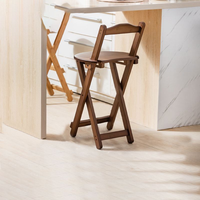 Contemporary Solid Wood Folding Bar Stool Indoor Barstools With Wood Seat and Low Back Clearhalo 'Bar Furniture' 'Bar Stools' 'bar_stools' 'furn' 'furn_bar_stools' 'furniture_bar_stools' 'Kitchen & Dining Furniture' 'kitchen&dining_furn' 'kitchen' 'kitchen_furn' Furniture' 1200x1200_2bc8a379-b659-45a1-9387-3f18ecf88eff