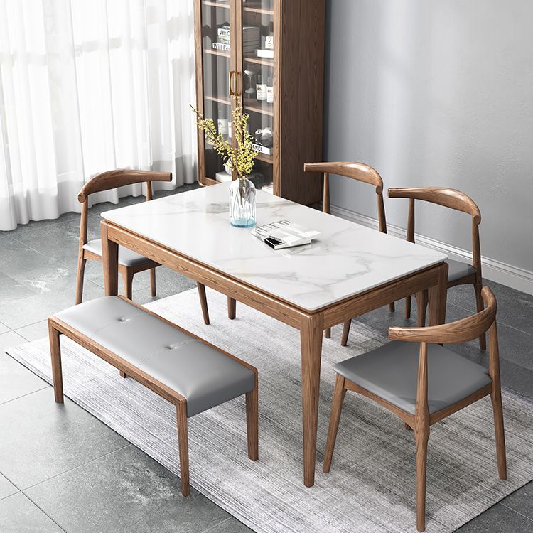 Mid-Century Modern Rectangle Dining Table Sintered Stone Table with 4 Legs Wood Base Clearhalo ' dining_table' 'Dining Tables & Seating' 'Dining Tables' 'furn' 'furn_dining_table' 'Furniture' 'furniture_dining_table' 'Kitchen & Dining Furniture' 'kitchen&dining_furn' 'kitchen' 'kitchen_dining_table' 1200x1200_2bcbb16f-c603-4cd1-bb8a-4c750f3e3875