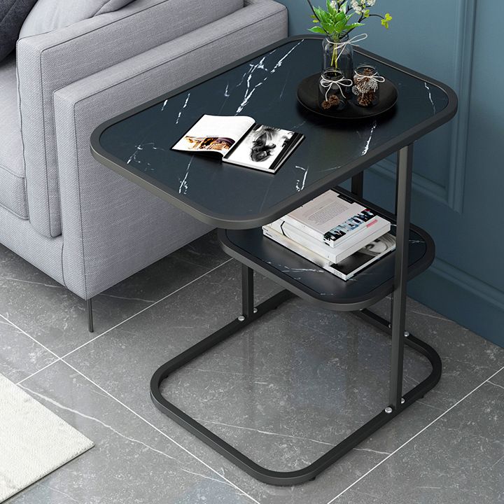 Modern Metal C Side Table Rectangular Top Side Table with Shelf Clearhalo 'Coffee & Accent Tables' 'End & Side Tables' 'end_side_tables' 'furn' 'furn_end_side_tables' 'Furniture' 'Living Room Furniture' 1200x1200_2bd09066-cebe-4432-a7c1-7654ecc16bcb