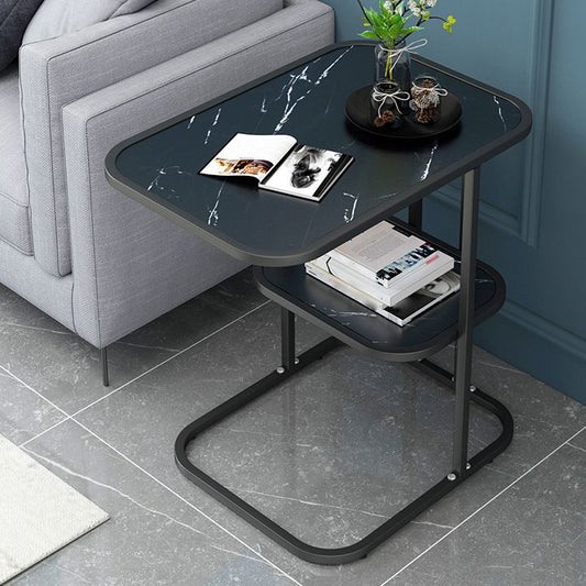 Modern Metal C Side Table Rectangular Top Side Table with Shelf Clearhalo 'Coffee & Accent Tables' 'End & Side Tables' 'end_side_tables' 'furn' 'furn_end_side_tables' 'Furniture' 'Living Room Furniture' 1200x1200_2bd09066-cebe-4432-a7c1-7654ecc16bcb