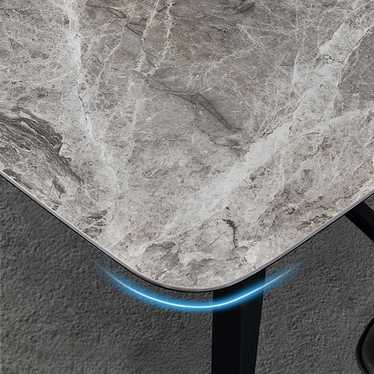 Contemporary Sintered Stone Top Dining Room Set with Rectangle Shape Dining Set with Pedestal Base Clearhalo 'Dining Room Sets' 'Dining Tables & Seating' 'dining_room_set' 'furn' 'furn_dining_room_set' 'Furniture' 'furniture_dining_room_set' 'Kitchen & Dining Furniture' 'kitchen&dining_furn' 'kitchen' 1200x1200_2bd121b4-5f94-4bb2-a463-48fc7069a882