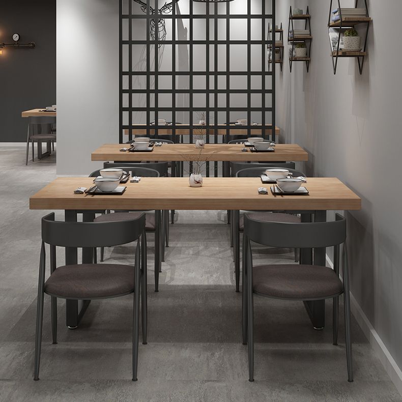 Industrial Style Solid Wood Dining Table Brown Rectangle Table with Sled Base for Dinning Room Clearhalo ' dining_table' 'Dining Tables & Seating' 'Dining Tables' 'furn' 'furn_dining_table' 'Furniture' 'furniture_dining_table' 'Kitchen & Dining Furniture' 'kitchen&dining_furn' 'kitchen' 'kitchen_dining_table' 1200x1200_2bd32bf9-b39e-4414-95a9-8787a803af3d