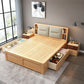 Natural Bed Frame Wood and Upholstered Standard Bed Upholstered Headboard